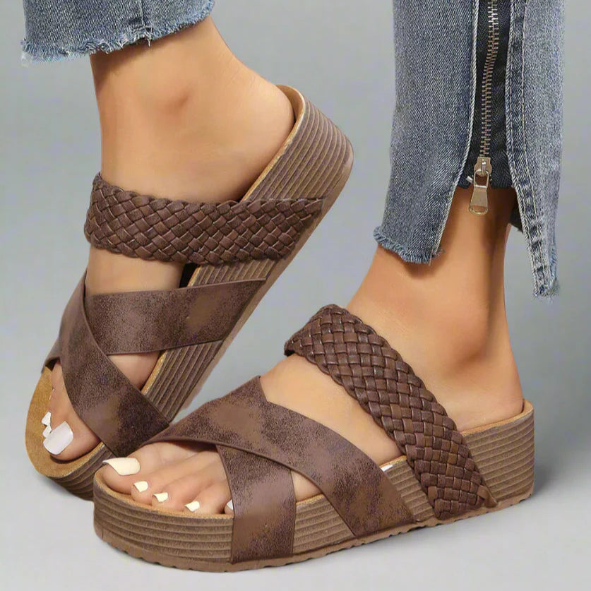 Women's Orthopedic Platform Sandals with Arch Support and Cross Straps 0