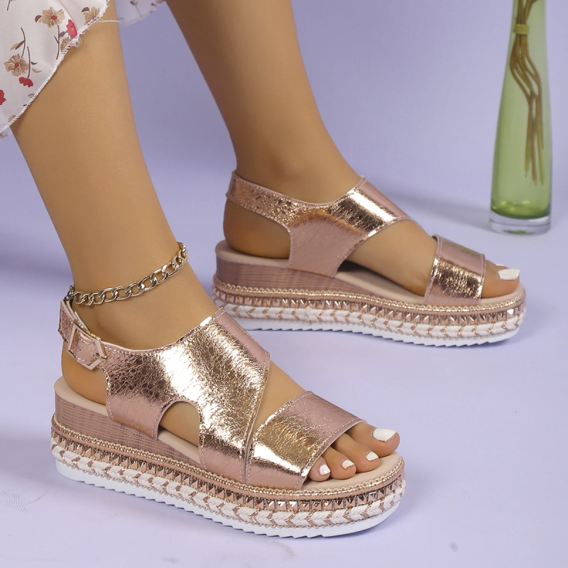 Women's Orthopedic Platform Sandals with Arch Support and Secure Ankle Strap 2