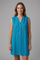 Women’s Sleeveless V-Neck Beach Dress with Button Placket Above Knee 2