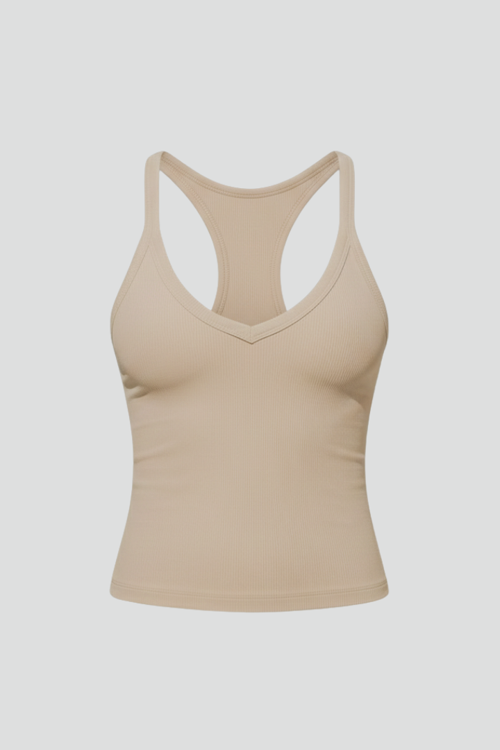 Women’s Sleeveless V Neck Ribbed Top Casual Summer Tank 1