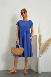 Women's Summer Dress with Pockets - Casual Lightweight White Maxi Dress for Effortless Style 7