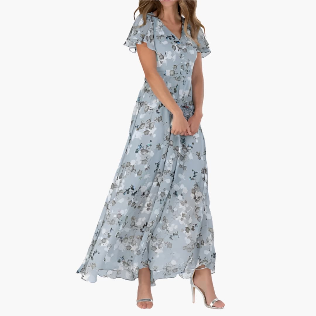 Women's Summer Midi Dress - Elegant Round Neck Casual Dress for Weddings and Events 0
