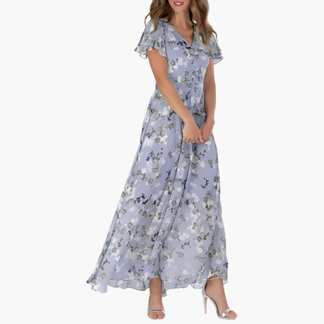 Women's Summer Midi Dress - Elegant Round Neck Casual Dress for Weddings and Events 1