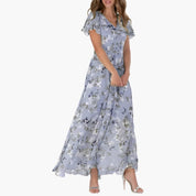 Women's Summer Midi Dress - Elegant Round Neck Casual Dress for Weddings and Events 1
