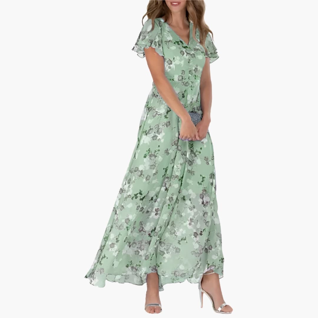 Women's Summer Midi Dress - Elegant Round Neck Casual Dress for Weddings and Events 2