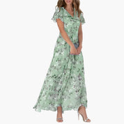 Women's Summer Midi Dress - Elegant Round Neck Casual Dress for Weddings and Events 2
