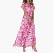 Women's Summer Midi Dress - Elegant Round Neck Casual Dress for Weddings and Events 3