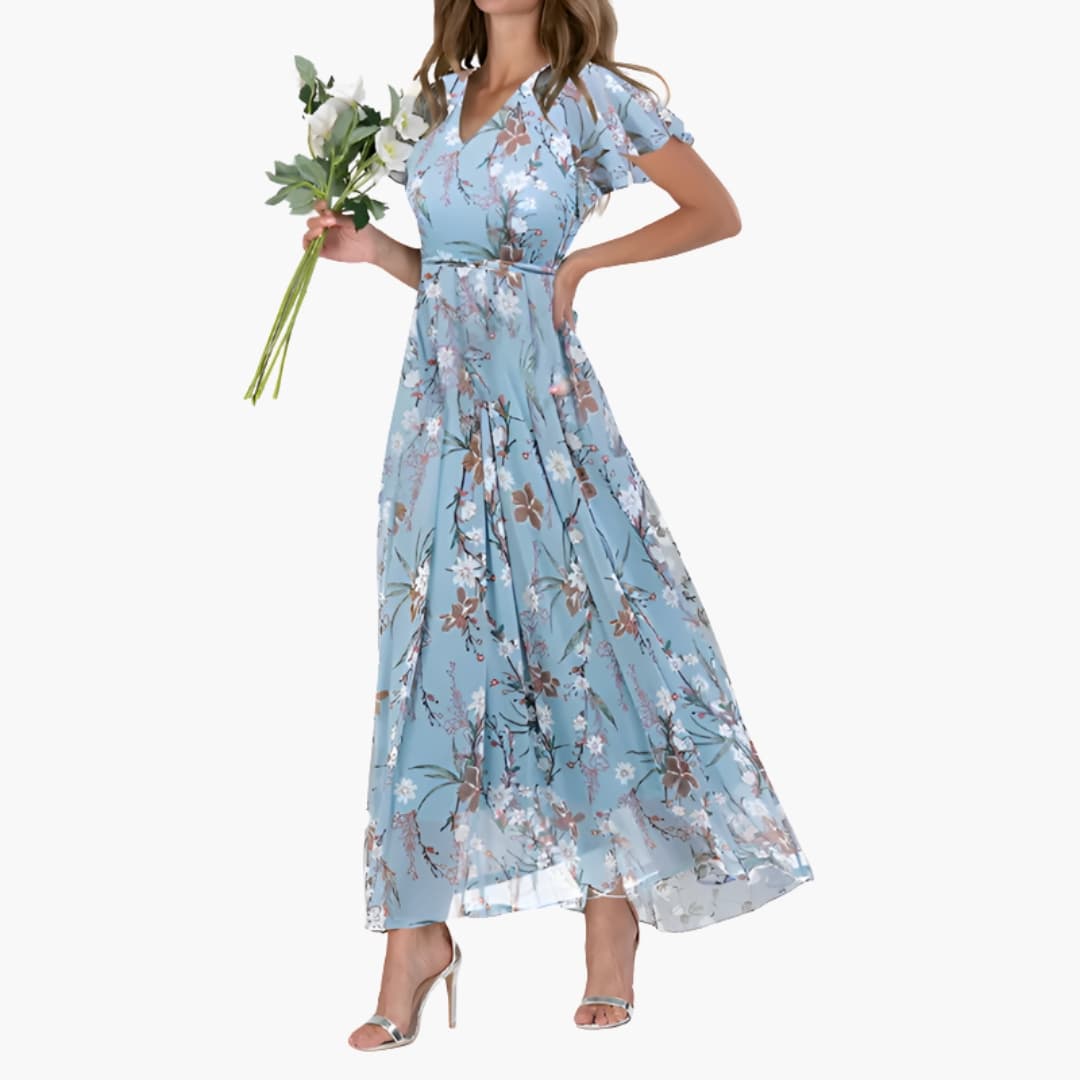 Women's Summer Midi Dress - Elegant Round Neck Casual Dress for Weddings and Events 5