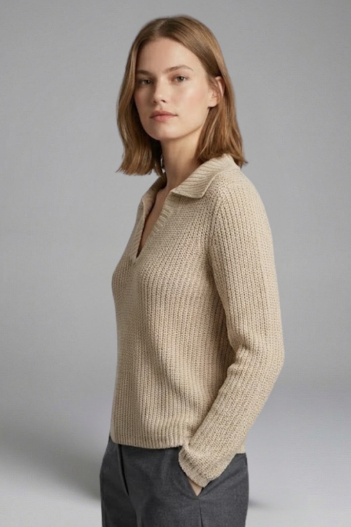 Women's Top - Open Neck Casual Blouse with Three-Quarter Sleeves for Effortless Style 2