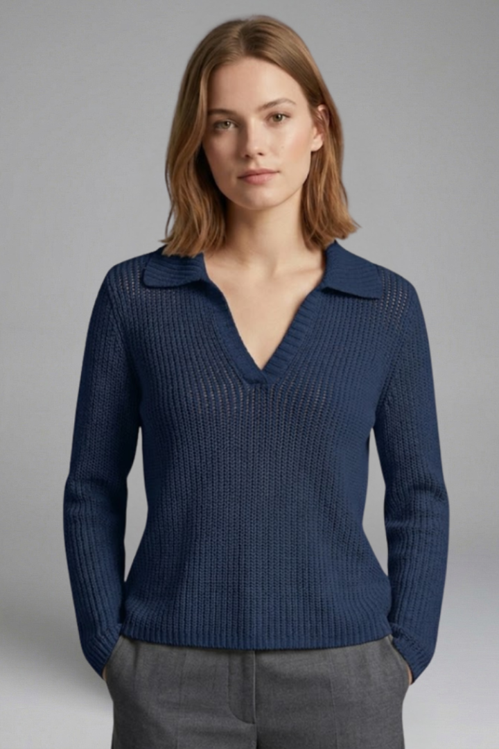 Women's Top - Open Neck Casual Blouse with Three-Quarter Sleeves for Effortless Style 5