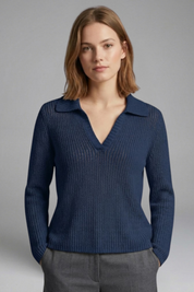 Women's Top - Open Neck Casual Blouse with Three-Quarter Sleeves for Effortless Style 5