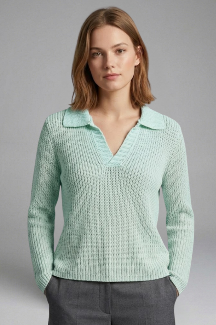 Women's Top - Open Neck Casual Blouse with Three-Quarter Sleeves for Effortless Style 6
