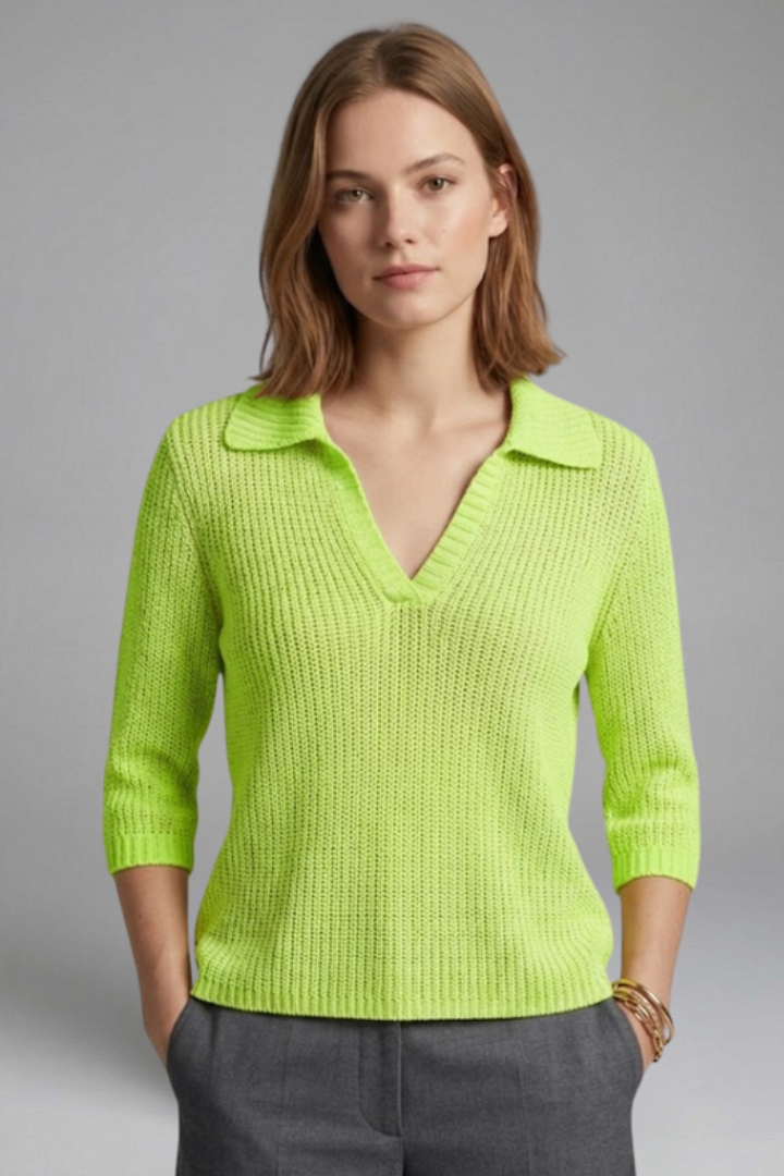 Women's Top - Open Neck Casual Blouse with Three-Quarter Sleeves for Effortless Style 8