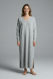 Women’s V-Neck Maxi Dress with Long Sleeves and Side Slits 2