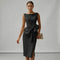 Women's White Cocktail Dress with Bow Detail - Elegant Midi Formal Dress for Special Occasions 7