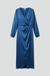 Women’s Wrap Dress with Deep V Neckline and Long Sleeves for Elegant Day to Evening Wear 1