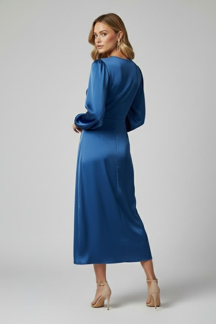 Women’s Wrap Dress with Deep V Neckline and Long Sleeves for Elegant Day to Evening Wear 4