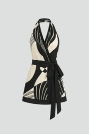 Women’s Wrap Mini Dress with Halter Neck and Tie Waist for Summer 1