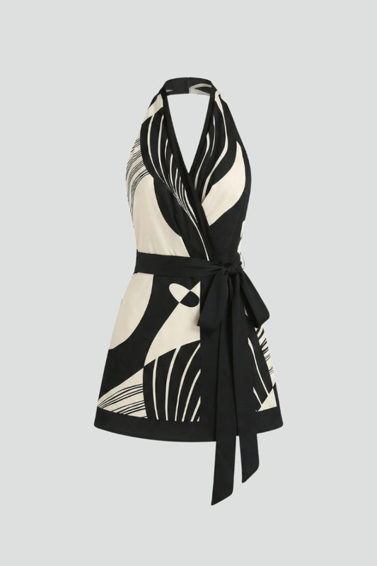 Women’s Wrap Mini Dress with Halter Neck and Tie Waist for Summer 1