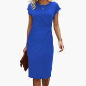 Womens Black Midi Dress - Elegant Summer Wedding Guest Dress with Fitted Waist and Round Neck, Perfect for Formal Occasions 2