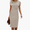 Womens Black Midi Dress - Elegant Summer Wedding Guest Dress with Fitted Waist and Round Neck, Perfect for Formal Occasions 4