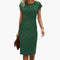 Womens Black Midi Dress - Elegant Summer Wedding Guest Dress with Fitted Waist and Round Neck, Perfect for Formal Occasions 5