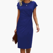Womens Black Midi Dress - Elegant Summer Wedding Guest Dress with Fitted Waist and Round Neck, Perfect for Formal Occasions 6