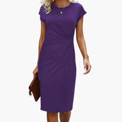 Womens Black Midi Dress - Elegant Summer Wedding Guest Dress with Fitted Waist and Round Neck, Perfect for Formal Occasions 7
