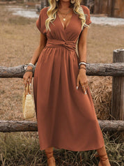 Womens Dress - Elegant Boho V-Neck Summer Dress for Wedding Guest & Formal Occasions 0