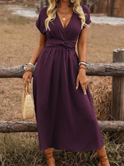 Womens Dress - Elegant Boho V-Neck Summer Dress for Wedding Guest & Formal Occasions 1