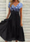 Womens Dress - Elegant Midi Cocktail Dress with Floral Top & Airy Skirt - Perfect for Wedding Guest & Formal Events 0
