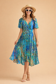 Womens Dress Elegant Blue Midi Dress for Summer Casual and Formal Occasions 1