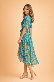 Womens Dress Elegant Blue Midi Dress for Summer Casual and Formal Occasions 2