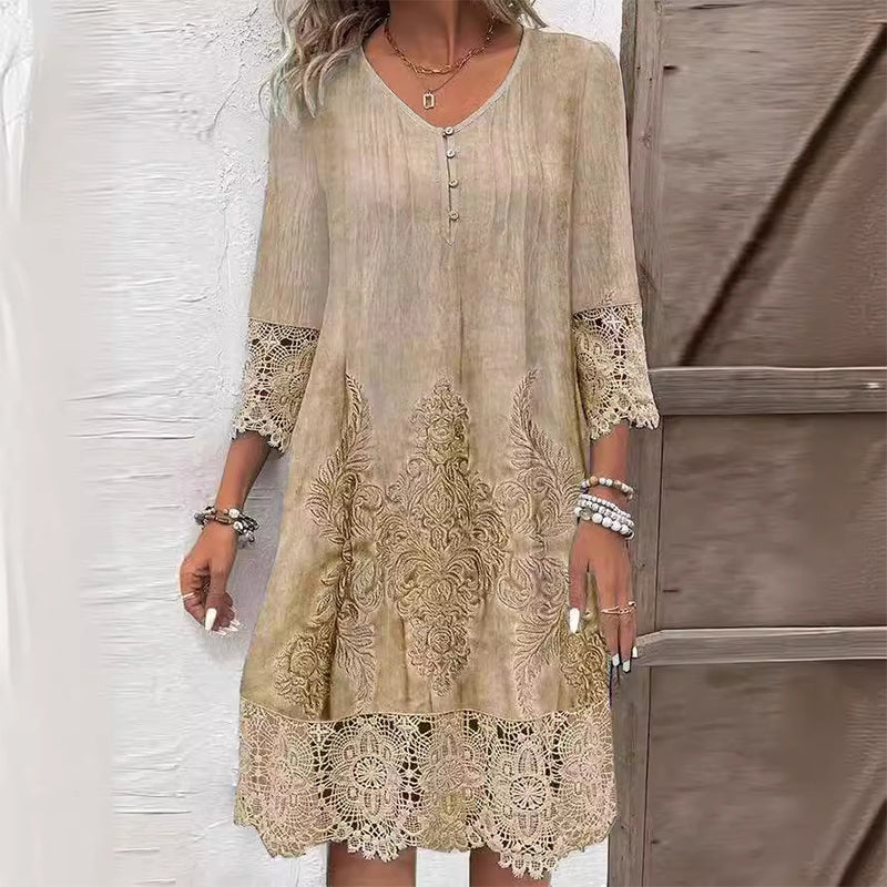 Womens Dress Floral Midi Summer Dress Comfortable Fit for Garden Parties & Evenings 2