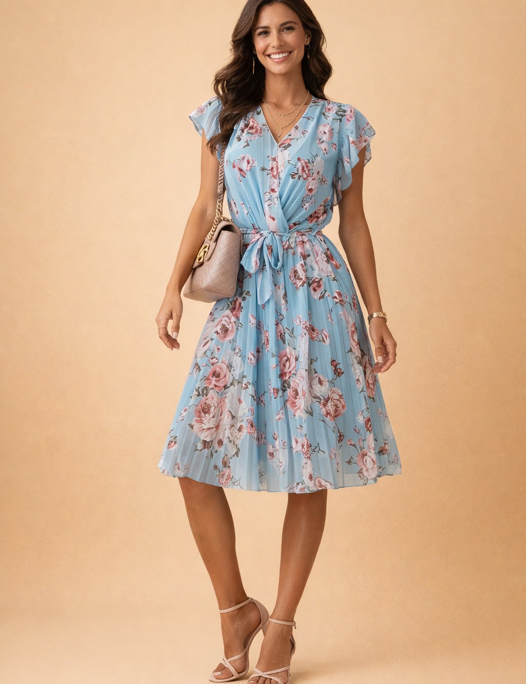 Womens Dress Floral Print Midi Summer Dress - Casual Elegant Style for Warm Weather 2