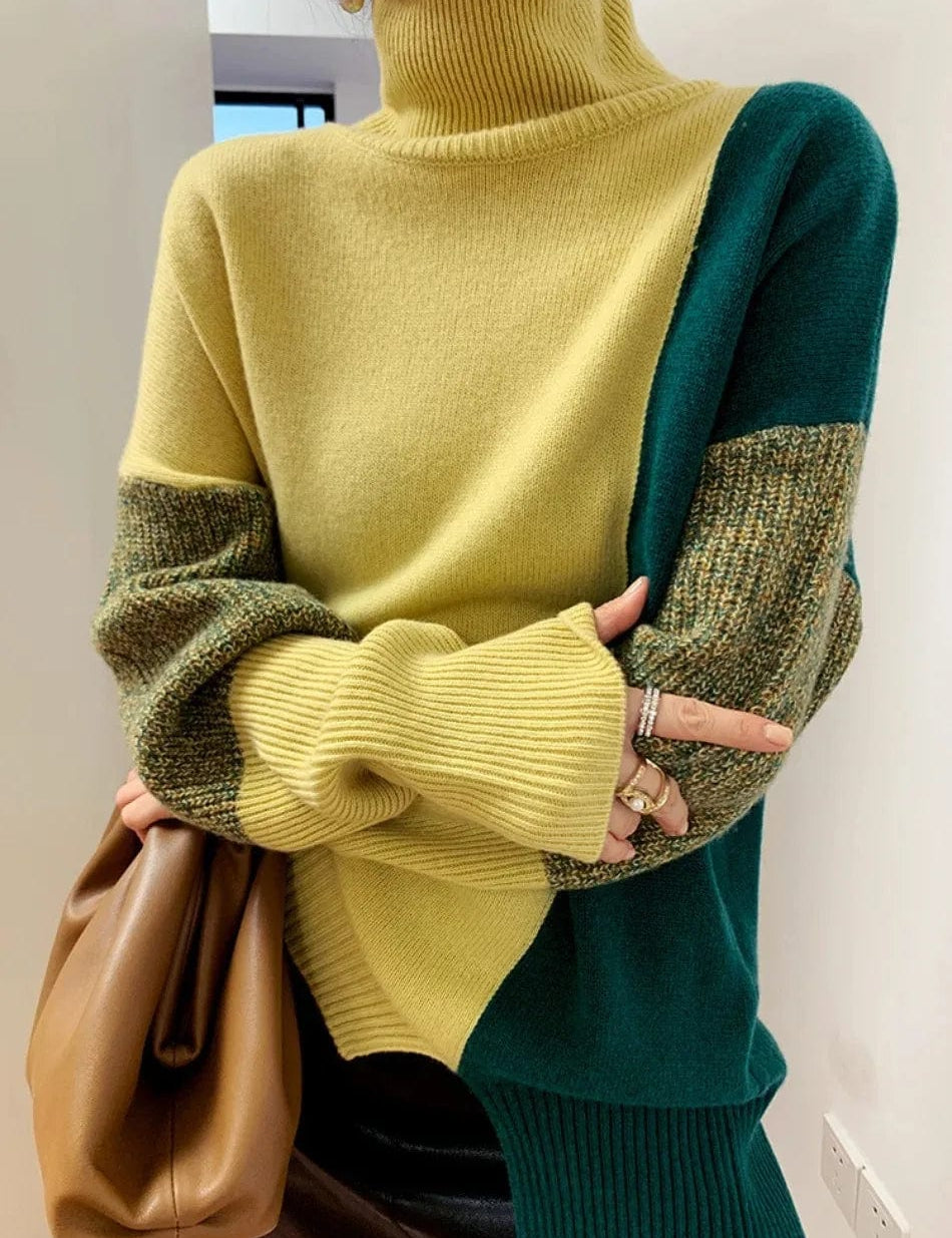 Amari Patchwork knitting sweater: stylish winter sweater-2