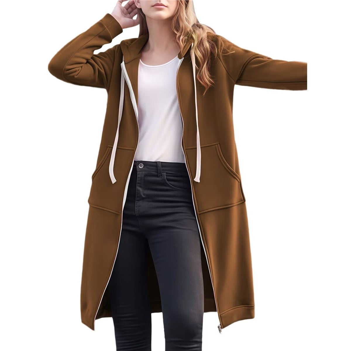 Women Long sleeve winter warm hood jacket | Long